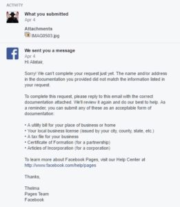 Facebook Business Page Verification Gone Wrong