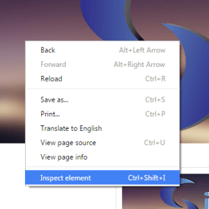 Google Chrome Inspect Element