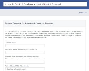 how to deactivate facebook account without password
